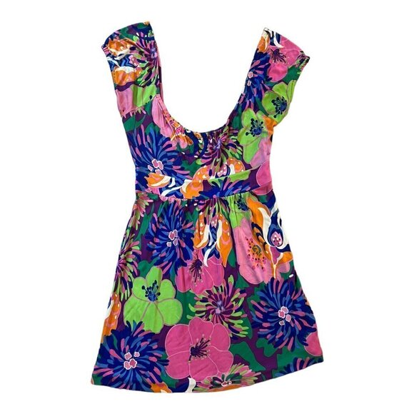 TIBI Silk Blend Off The Shoulder Colorful Dress Size Small Cut Out - Picture 2 of 6